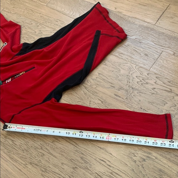 Lauren Ralph Lauren Red Athletic Half-Zip Top with Black Trim - Picture 10 of 11